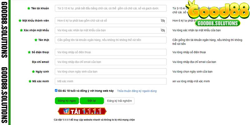 Cách đăng ký Good88 siêu đơn giản chỉ mất vài phút
